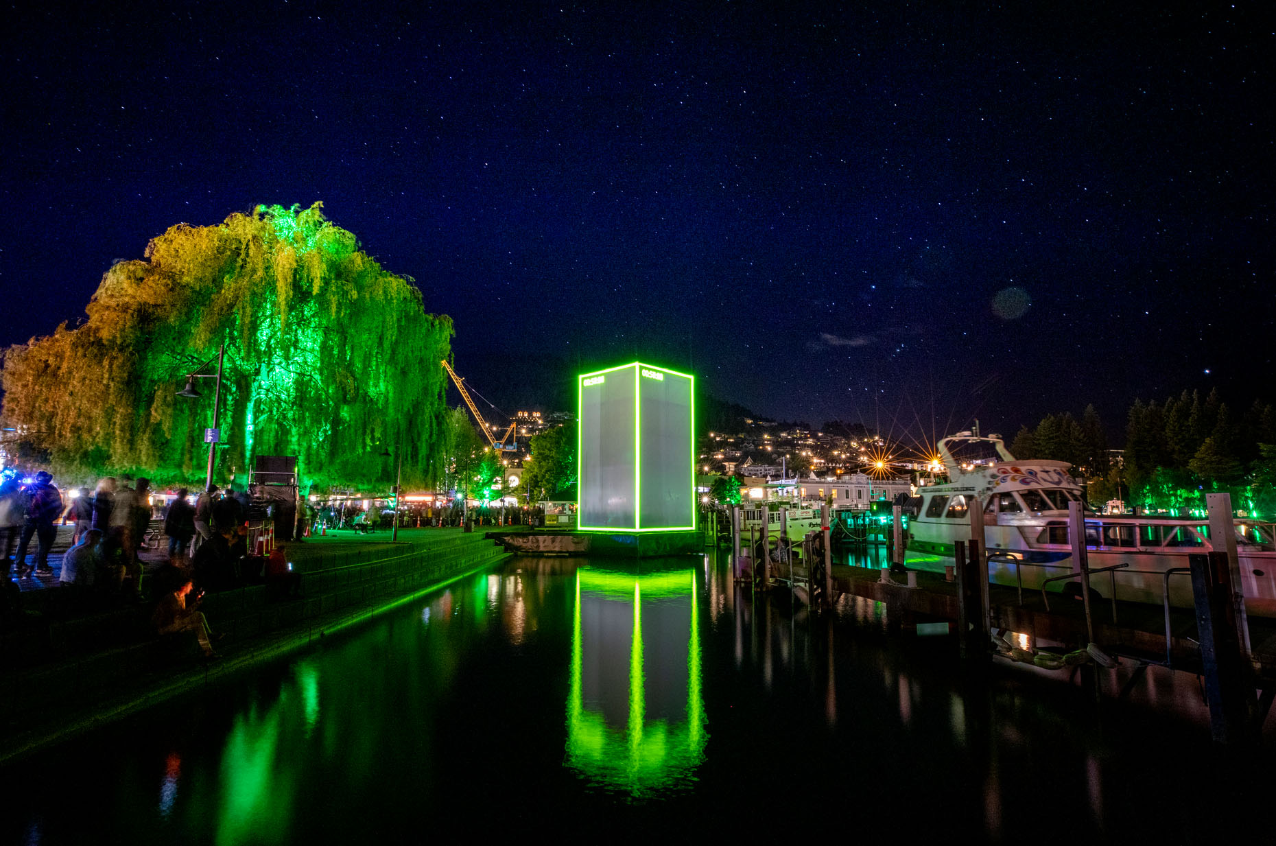 Lit X-Box on Lake Wakatipu in Queenstown — LUMA